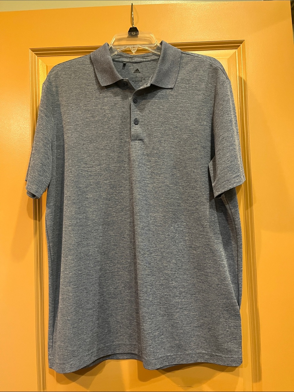 Adidas Men's Heather Grey Polo Shirt Large